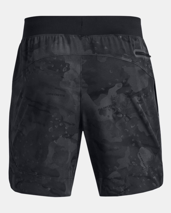 Men's Project Rock Unstoppable Camo Shorts in Black image number 7